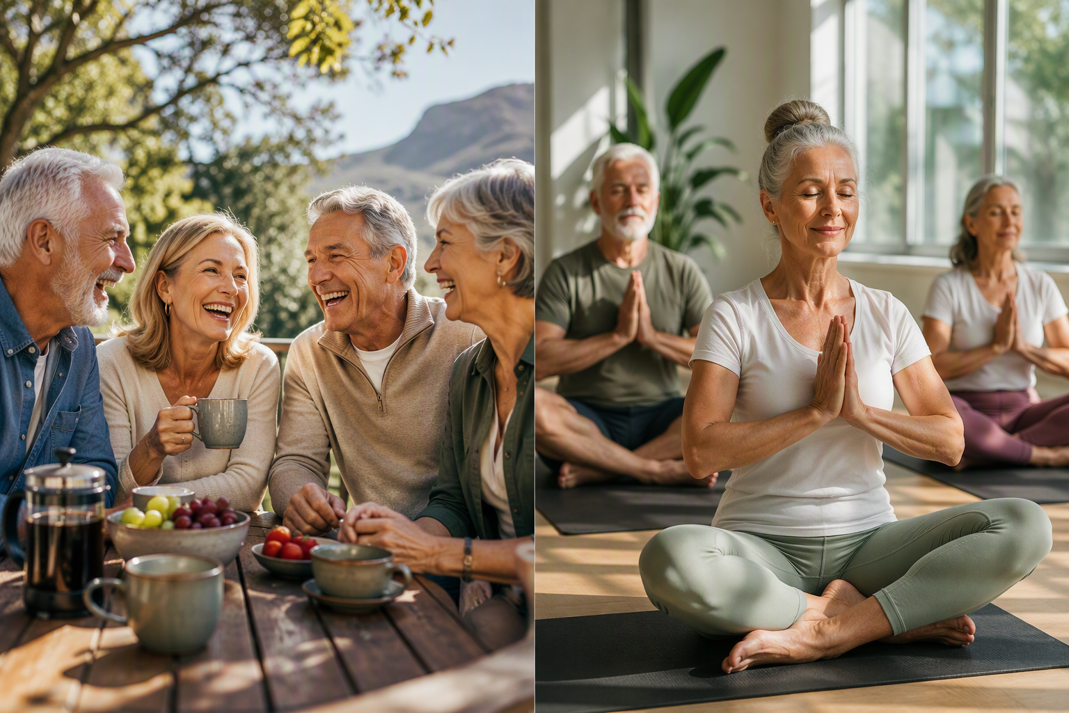 Older adults active and relaxed together